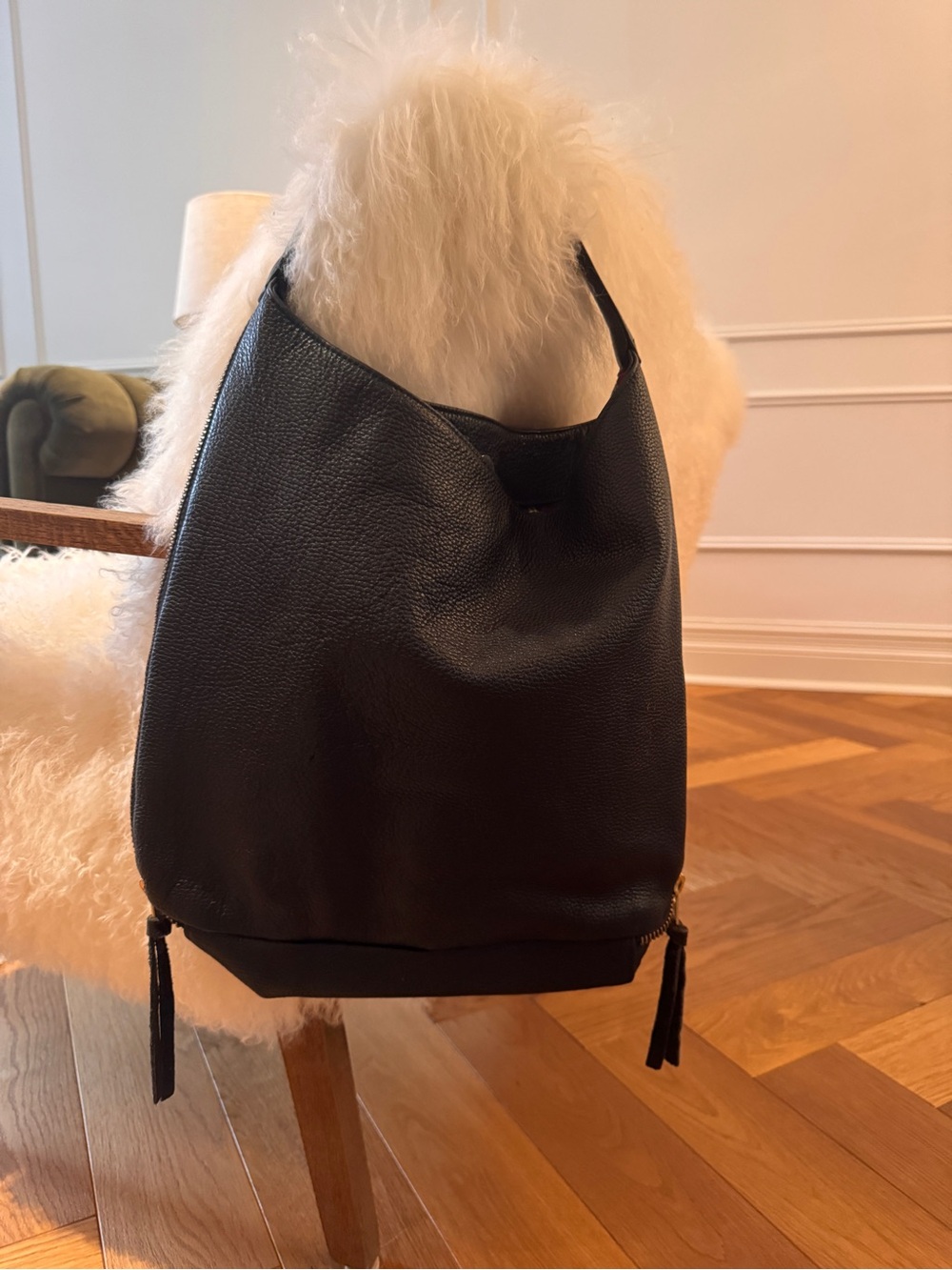 Brunswick + Co black leather shoulder bag